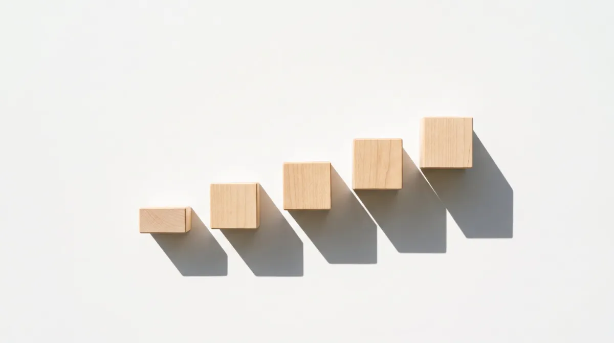 A set of brass weights arranged in ascending order on a pale surface